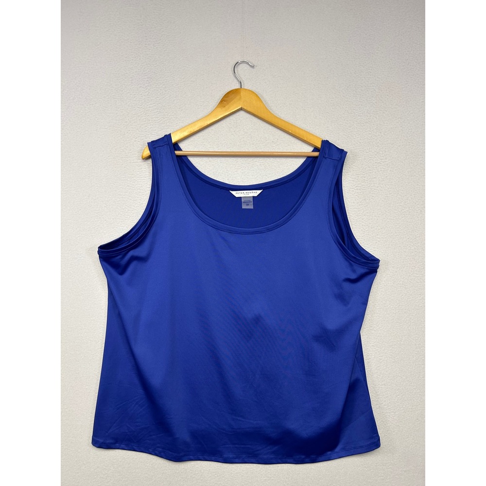 Minimalist Peter Nygard Womens 3X Royal Blue Scoop Neck Stretch Tank Top
